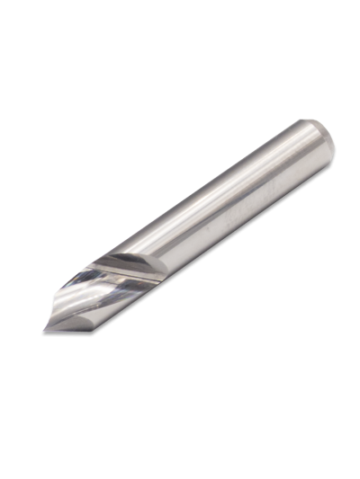 Fresa de metal duro con hélice helicoidal micro ­pulida para chaflanado, grabado y plegado de plásticos.